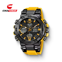 CHAXIGO 233 Jam Tangan Pria dengan Tali Silikon Olahraga, Casing 54.4mm, Layar Digital Analog LED, Tahan Air 30m, Gaya Olahraga.