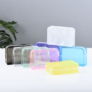 Low MOQ модная косметичка из ПВХ с прозрачной застежкой-молнией/цветным настраиваемым размером и логотипом, быстрая доставка в течение 48 часов - Product Image 1