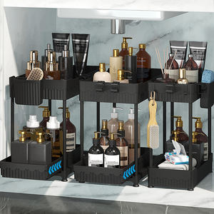 Organizador Bajo Fregadero para Cocina, Estante de Almacenamiento de Plástico Ajustable de Dos Niveles con Cajones, Capacidad de 40 Libras, Multifuncional - Product Image 5