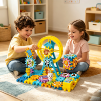 Jinxin Zoo Theme Creative DIY Educational Model Toy Animals Ferris Wheel ABS Building Blocks Set for 5-7 Year Olds