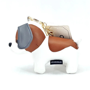 Venta al por mayor Leasholic lindo Beagle Animal 3D PU cuero llavero pequeño colgante oreja larga cachorro con llavero - Product Image 1