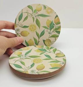 Collectible Simply Modern Silicone Gasket Printed Custom Design Vietnam MDF <b>Cheap</b> Color Round Shape Wooden Lid for <b>Candle</b> Jars - Product Image 1