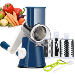 Cortador de verduras manual giratorio 3 en 1, rebanador de patatas, mandolina, cuchillas de acero inoxidable, juego de utensilios de cocina - Product Image 1