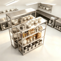 Étagère de stockage robuste à 4 niveaux en acier inoxydable pour chambre froide, rayonnage commercial pour cuisine de restaurant, vente en gros