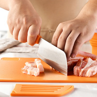Planche à découper pliable 7-en-1 en plastique avec passoire et panier de lavage pour légumes, compatible lave-vaisselle, pour cuisine, pique-nique et utilisation extérieure