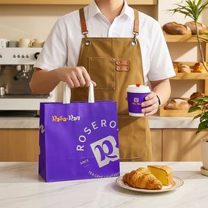 Customized Printed Eco-Friendly Recyclable Kraft Paper <b>Bags</b> for Food Packaging Delivery <b>Bread</b> Baking Cake Takeaway - Product Image 6