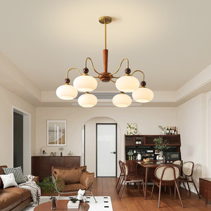 Lámpara de araña de estilo retro francés para sala de estar, con múltiples cabezales E27 LED, redonda, colgante, para decoración de interiores del hogar. - Product Image 1