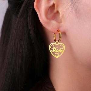 Orecchini a Cerchio Myshape da Donna con Ciondolo a Cuore in Acciaio Inossidabile, Gioielli con Scritta <span class=keywords><strong>Nana</strong></span> Mamma Speranza Amore Sogno, Regalo di San Valentino - Product Image 5