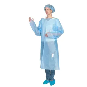 AAMI-delantal médico de nivel 3, bata de plástico desechable, impermeable, CPE, quirúrgica, de manga larga