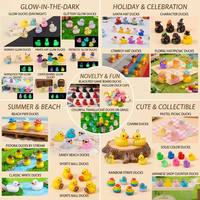 Mini canards de plage d'été avec lunettes de soleil et chapeau de soleil, figurines de plage, décorations de fête, jouets de piscine et de bain, cadeau pour enfants, vente en gros