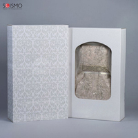 Boîte cadeau de luxe avec poignée et couvercle transparent pour robes de mariée, emballage de mode, boîte en carton de grande taille avec logo personnalisé