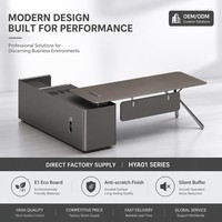 Conjunto de Oficina Sostenible de MDF E1, Escritorio Ejecutivo Moderno con Pintura a Base de Agua, Power Hub, Muebles para Espacio de Trabajo de Jefes