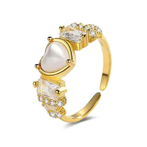 法国复古S925纯银爱心开环女925镀银镀金优雅独特结婚戒指饰品