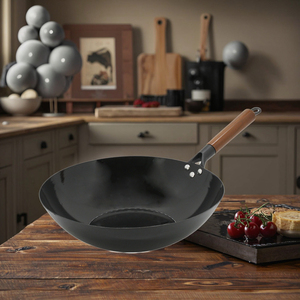 Utensilios de cocina de hierro fundido <span class=keywords><strong>King</strong></span> <span class=keywords><strong>Wok</strong></span> de 13 pulgadas con mango de madera para el hogar, restaurante, comercial, hoteles, características, estufa de gas, olla y tapa - Product Image 5