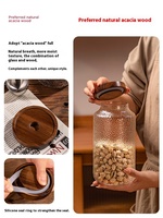 Klassieke design glazen afsluitbare pot, voedselveilig, voor cadeaus, noten, gedroogd fruit, snoep, koffiebonen, honing, meloenpitten, met houten deksel
