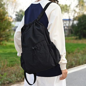 <b>Drawstring</b> <b>Backpack</b> Blue Large Capacity Waterproof Unisex Outdoor Sports Bag With Interior Zipper Pocket - Product Image 5