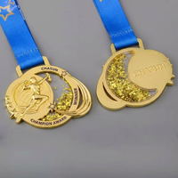 Médaille de danse personnalisée en métal 3D avec paillettes liquides, récompense sportive étoile flottante, médailles de marathon personnalisées avec paillettes
