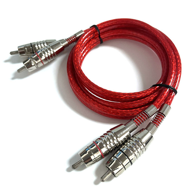 High Quality Braid Car Audio Red RCA Cable 0.3m 1m 3m Male-Male Male to Female 2rca to 2rca Car Audio Cables