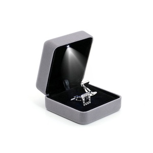 Custom Luxury Cufflink Packaging <b>Box</b> Men's Cufflink <b>Box</b> with <b>LED</b> <b>Light</b> Iron Empty <b>Box</b> Velvet Lining Cufflinks <b>Box</b> for Men - Product Image 2