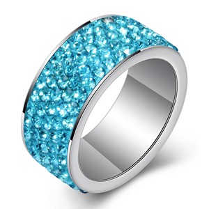Women's 8mm Pave Setting Stainless Steel <b>Ring</b> With Pink <b>Crystals</b> Fashion Jewelry Gift - Product Image 4
