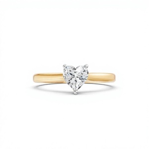 Anillo Solitario de Diamante Corte Corazón en Oro de 14K, Diamante Cultivado en Laboratorio de 1 CT, Anillo de Compromiso Clásico - Product Image 4