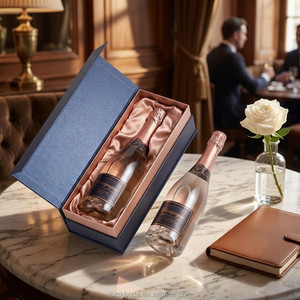 Scatola regalo per vino a forma di libro, blu notte, di lusso, con chiusura magnetica e rivestimento interno in oro rosa radiante, per regali di anniversario <span class=keywords><strong>VIP</strong></span> di élite. - Product Image 3