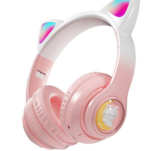 หูฟังสำหรับเล่นเกมหูแมวรูปแบบใหม่หูฟังบลูทูธไร้สายที่น่ารัก5.3โหมดส่วนตัวพร้อมไฟสีสันสดใสสำหรับเด็กผู้หญิงและเด็ก - Product Image 1