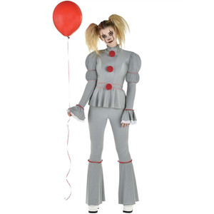 Halloween Film Clown Femme <span class=keywords><strong>Pennywise</strong></span> Cosplay <span class=keywords><strong>Costume</strong></span> Perruque Genderswap Horreur Effrayant Horreur Habiller Carnaval Tenue De Fête - Product Image 4
