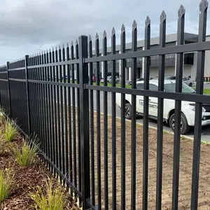 Anping Supplier Tubular Heavy Security Crimped Top Fencing Black Steel Tubular Fence For Sale