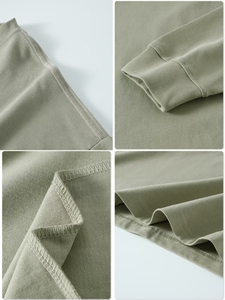 เสื้อยืดแขนยาวสีเอิร์ธโทน OEM/DEM ผ้าคอตตอนหนา 305gsm ทรงโอเวอร์ไซส์ ใส่ได้ทั้งชายและหญิง รับสกรีนโลโก้ด้วยความร้อน - Product Image 4