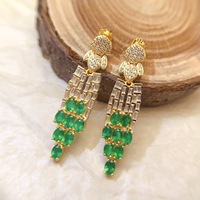 Boucles d'oreilles pendantes en émeraude naturelle pure en argent S925, symbole de paix, couleur vert intense, pour commandes de cadeaux d'entreprise
