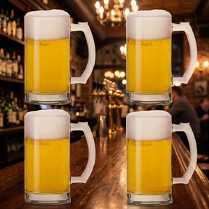Chope à bière en verre transparent de 500 ml avec base épaisse et poignée, verre à bière durable de qualité supérieure - Product Image 6