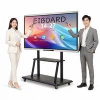 Pantalla Interactiva Inteligente EIBOARD de 75 Pulgadas, Montaje en Pared o Suelo, Móvil, 4K, Infrarroja, 20 Puntos Táctiles, Antideslumbrante, para Conferencias