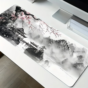 Tapis <span class=keywords><strong>de</strong></span> souris <span class=keywords><strong>de</strong></span> jeu XL style japonais en <span class=keywords><strong>aquarelle</strong></span> noir <span class=keywords><strong>et</strong></span> blanc avec motif <span class=keywords><strong>de</strong></span> fleurs <span class=keywords><strong>de</strong></span> cerisier, tapis <span class=keywords><strong>de</strong></span> bureau étendu pour clavier <span class=keywords><strong>et</strong></span> souris - Product Image 4