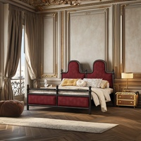 Lit double américain rétro moderne simple 1.8 mètres lumière luxe panneau solide chambre principale lit de mariage 1.5 mètres vieux Paris