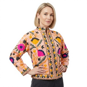 Chaqueta Bomber Suzani Boho Elegante para Mujer, Tejida a Mano, Transpirable, Ecológica, con Patrón Floral, 100% Algodón, Bordada para Invierno - Product Image 1
