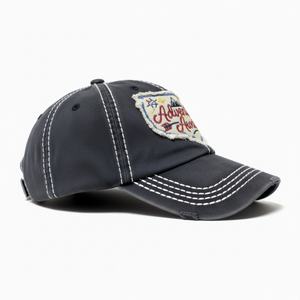 OEM Whole Sale Custom 6 Panel Unstructured Embroidery Applique Logo Washed Cotton Baseball Cap <b>Vintage</b> Worn Out Brim Dad <b>Hat</b> - Product Image 5