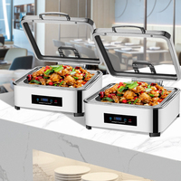 Affichage de la température Chef Vaisselle Ensemble Chauffe-plats Électrique Chaffing Plats Buffet Traiteur En Acier Inoxydable