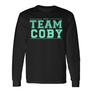 T-shirt a maniche lunghe Team Coby Nera con testo verde menta Abbigliamento promozionale - Product Image 1