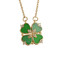 Nouveau Collier Cœur à Cœur pour Femme avec Chaîne en Bambou et Fleur à Quatre Feuilles, Style Sportif et Tendance, Vente en Gros
