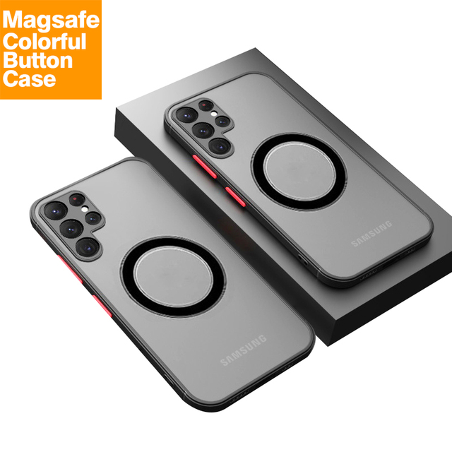 Luxury Frosted Magnetic Wireless Charging Back Cover Case for Samsung galaxy S24 S23 S22 S21 Note 20 10 Ultra + S20