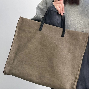 Sac fourre-tout en toile épaissie à la mode pour femmes avec poches zippées sac à bandoulière pour classe de travail sac à provisions pour dames - Product Image 1
