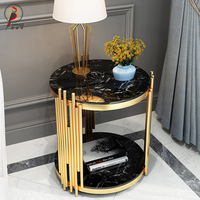 Leichter, luxuriöser, beweglicher Couchtisch aus Edelstahl im italienischen Stil, Wohnzimmer-Beistelltisch, Studio-Sofa-Beistelltisch, goldener Glas-Teetisch