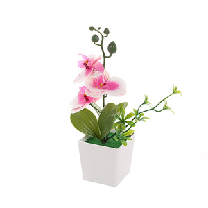 Hoa giả cây cảnh nhân tạo với ba chậu hoa lan hồ điệp hình vuông trang trí nhà cửa, cây cảnh nhựa trong chậu - Product Image 5