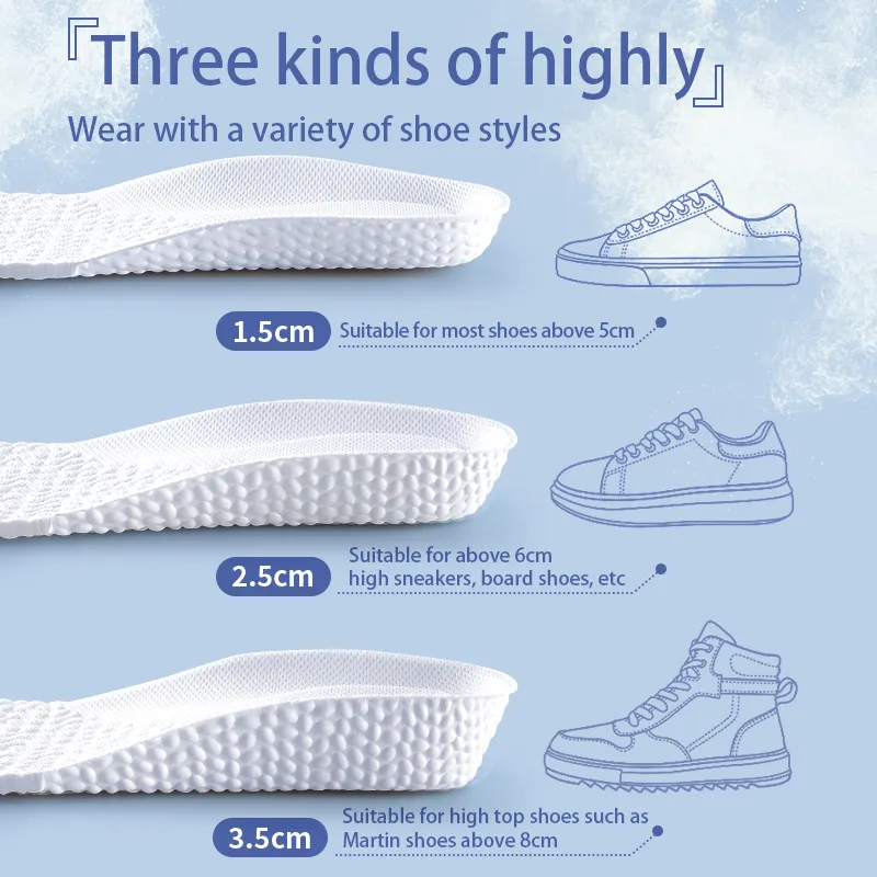 Factory High Quality EVA Deodorant Breathable Height Increase Insoles For Shoes Orthopedic Elevator Lift Insoles