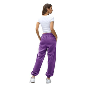 Pantalon de jogging en molleton surdimensionné |   Pantalons de survêtement pour femmes à taille haute avec cordon de serrage et poches |   Fabricant de vêtements de détente confortables OEM/ODM - Product Image 3
