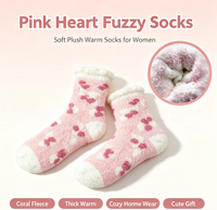 Chaussettes douillettes en polaire corail à imprimé floral pour femme, chaudes et confortables, idéales pour l'intérieur, le sommeil ou comme cadeau de Noël