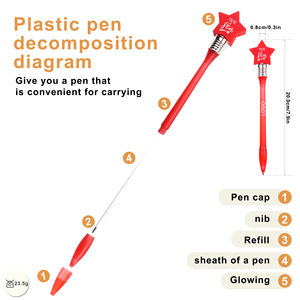 Stylo bille LED multicolore en plastique, promotion populaire, avec logo personnalisé pour les cadeaux de Noël, d'Halloween et pour les enfants - Product Image 2