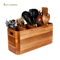 Porte-ustensiles en bois d'acacia écologique, support pour couverts et outils, design durable pour table de restaurant, buffet
