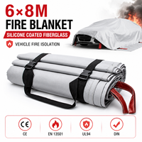 Couverture anti-feu en fibre de verre enduite de silicone 6*8m 0.45mm, haute résistance, haute température, pour véhicules et situations d'urgence